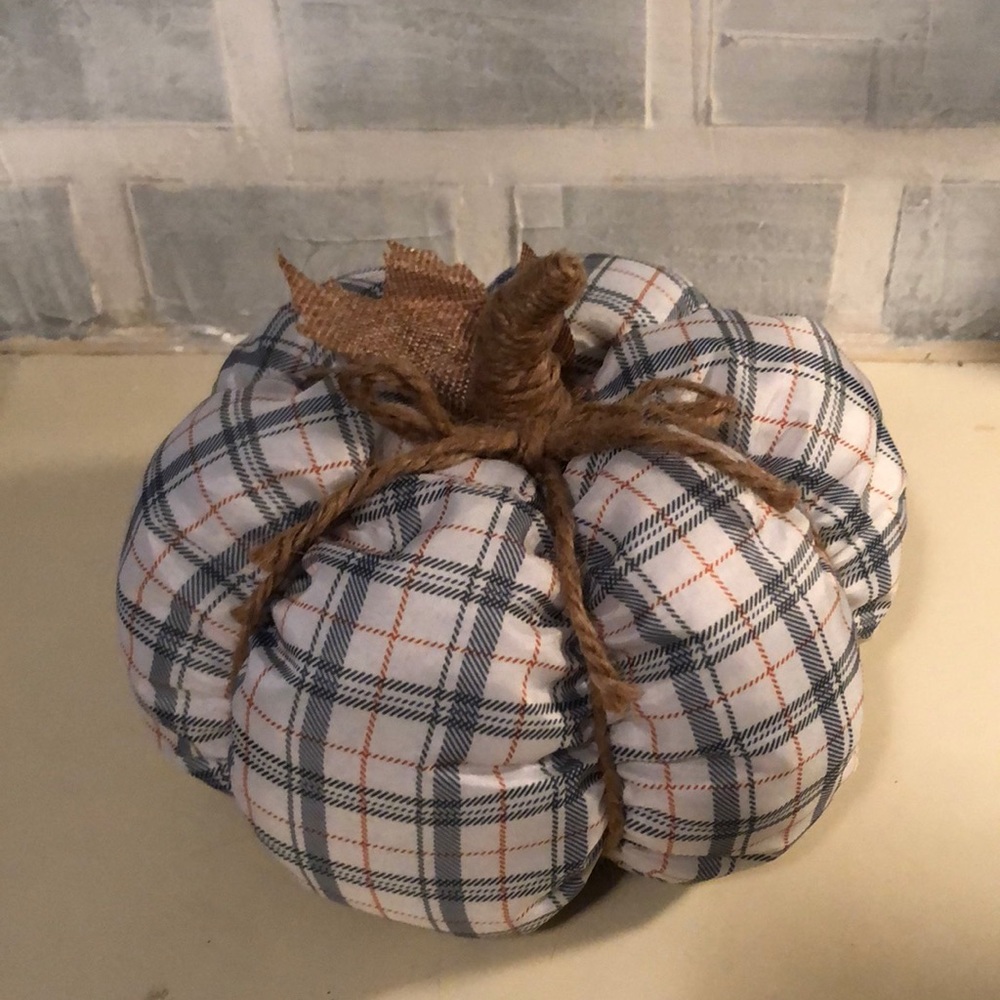 Plaid fabric stuffed pumpkin